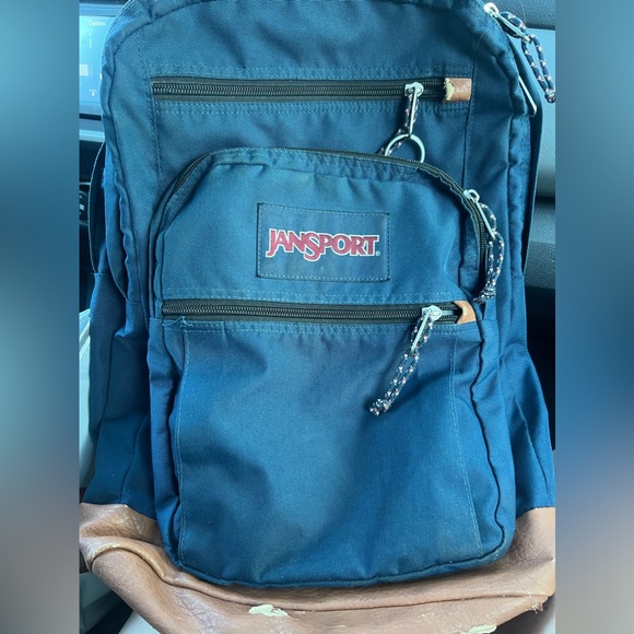 Jansport | Bags | Navy Blue And Brown Jansport Backpack | Poshmark